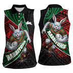 South Sydney Rabbitohs Rugby Women Sleeveless Polo Shirt Tribal Polynesian Power Art - Lightning Mascot