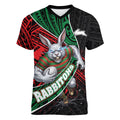 South Sydney Rabbitohs Rugby Women V-Neck T-Shirt Tribal Polynesian Power Art - Lightning Mascot