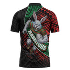 South Sydney Rabbitohs Rugby Zipper Polo Shirt Tribal Polynesian Power Art - Lightning Mascot