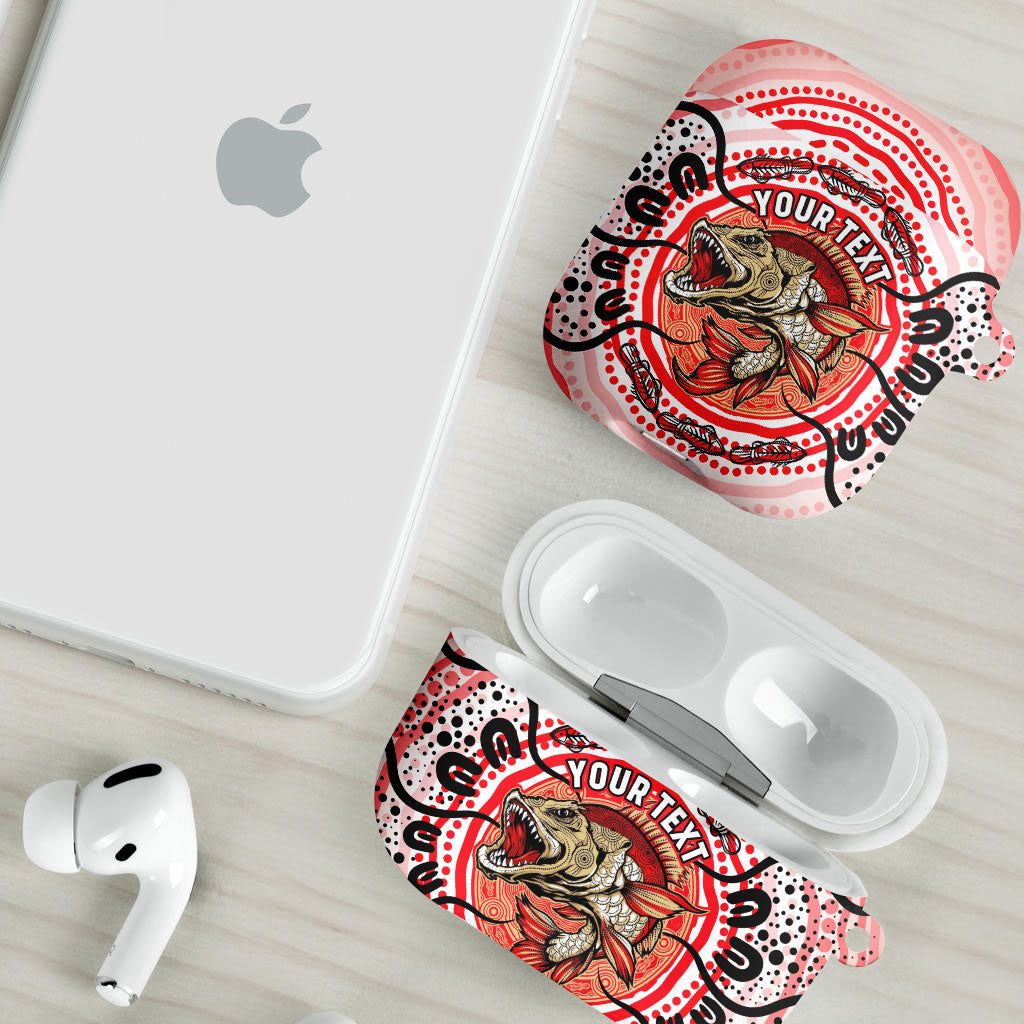 Personalised Aboriginal Barramundi Fish AirPods Case Indigenous Dot Art - Dreamtime Spirit Animal