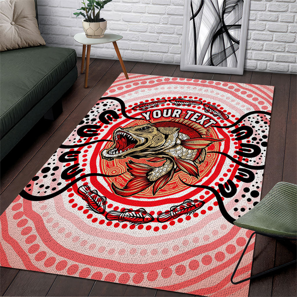Personalised Aboriginal Barramundi Fish Area Rug Indigenous Dot Art - Dreamtime Spirit Animal