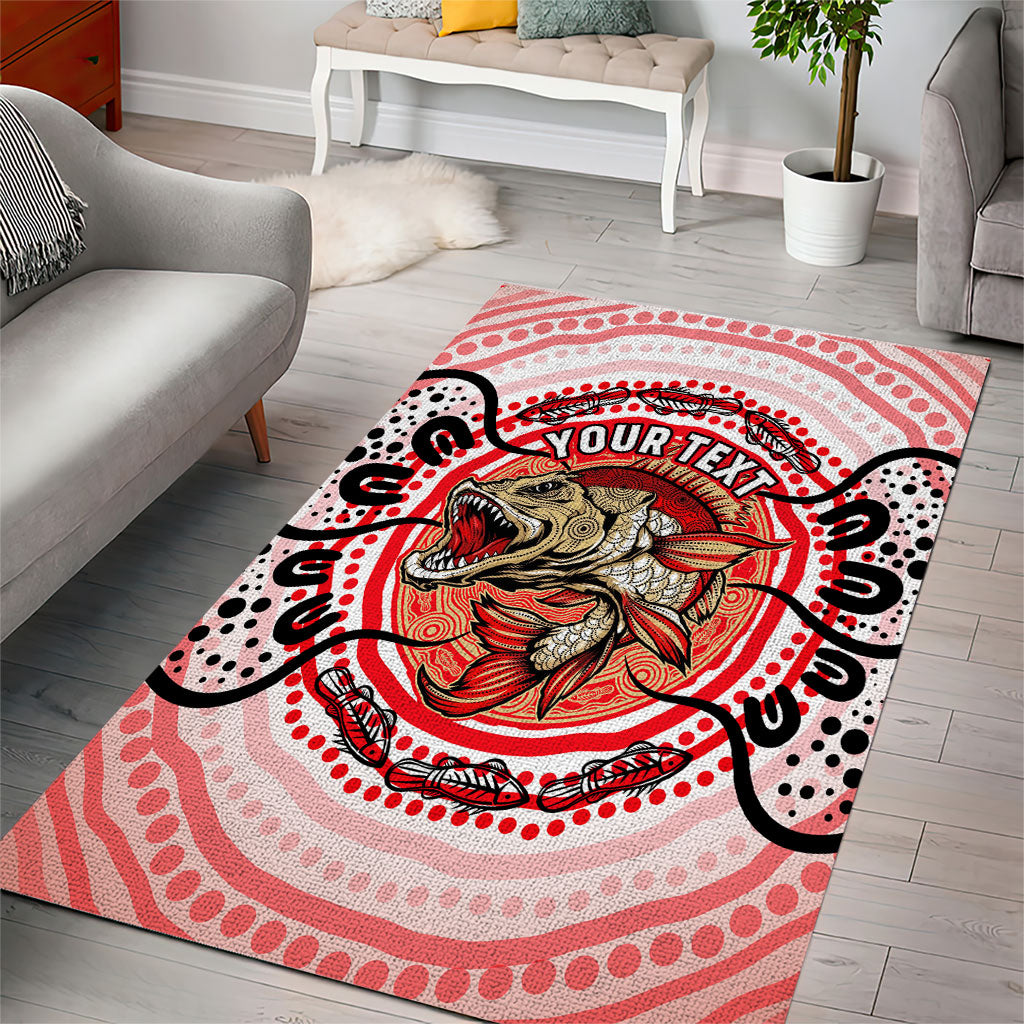 Personalised Aboriginal Barramundi Fish Area Rug Indigenous Dot Art - Dreamtime Spirit Animal