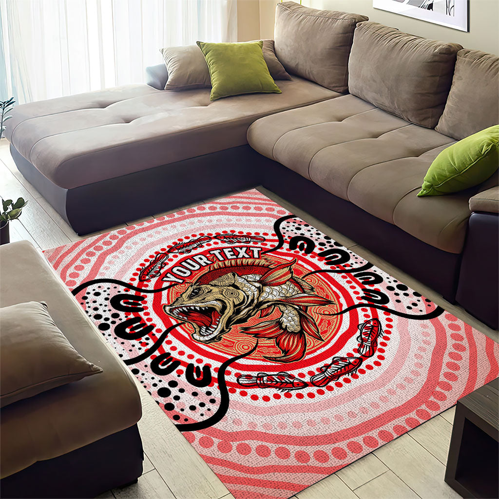 Personalised Aboriginal Barramundi Fish Area Rug Indigenous Dot Art - Dreamtime Spirit Animal