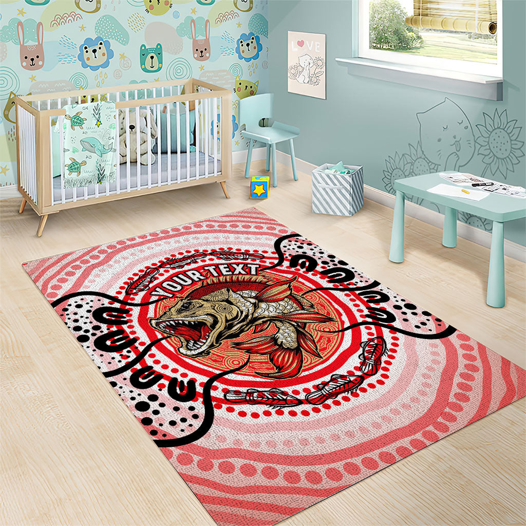 Personalised Aboriginal Barramundi Fish Area Rug Indigenous Dot Art - Dreamtime Spirit Animal