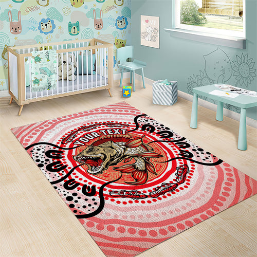 Personalised Aboriginal Barramundi Fish Area Rug Indigenous Dot Art - Dreamtime Spirit Animal