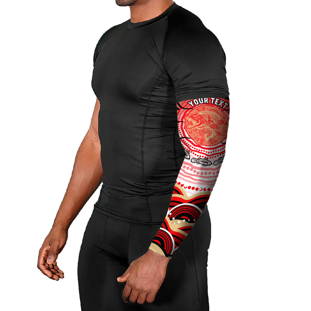 Personalised Aboriginal Barramundi Fish Arm Sleeves Indigenous Dot Art - Dreamtime Spirit Animal
