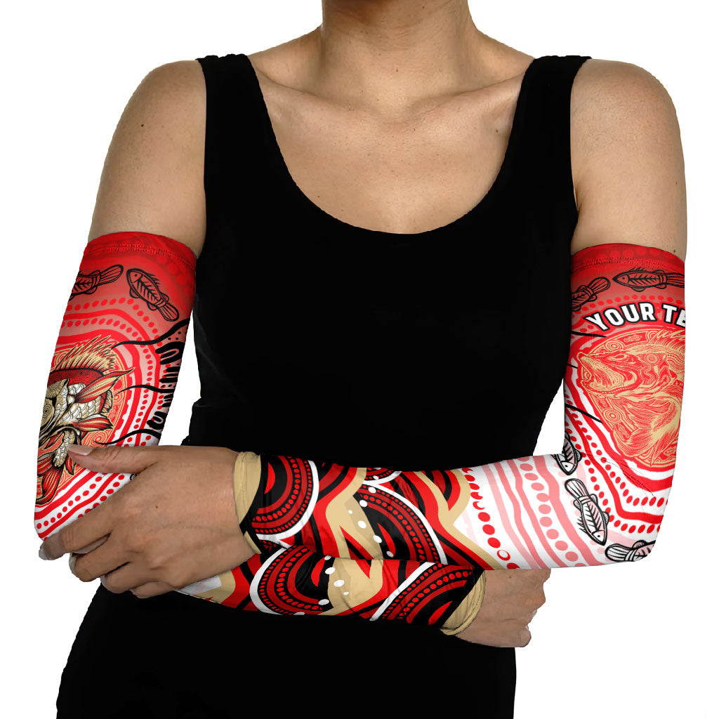 Personalised Aboriginal Barramundi Fish Arm Sleeves Indigenous Dot Art - Dreamtime Spirit Animal