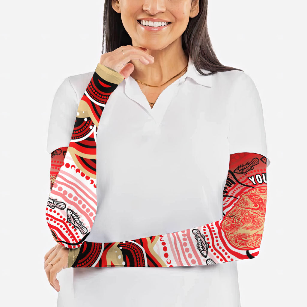 Personalised Aboriginal Barramundi Fish Arm Sleeves Indigenous Dot Art - Dreamtime Spirit Animal
