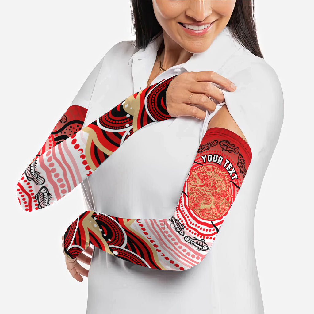 Personalised Aboriginal Barramundi Fish Arm Sleeves Indigenous Dot Art - Dreamtime Spirit Animal