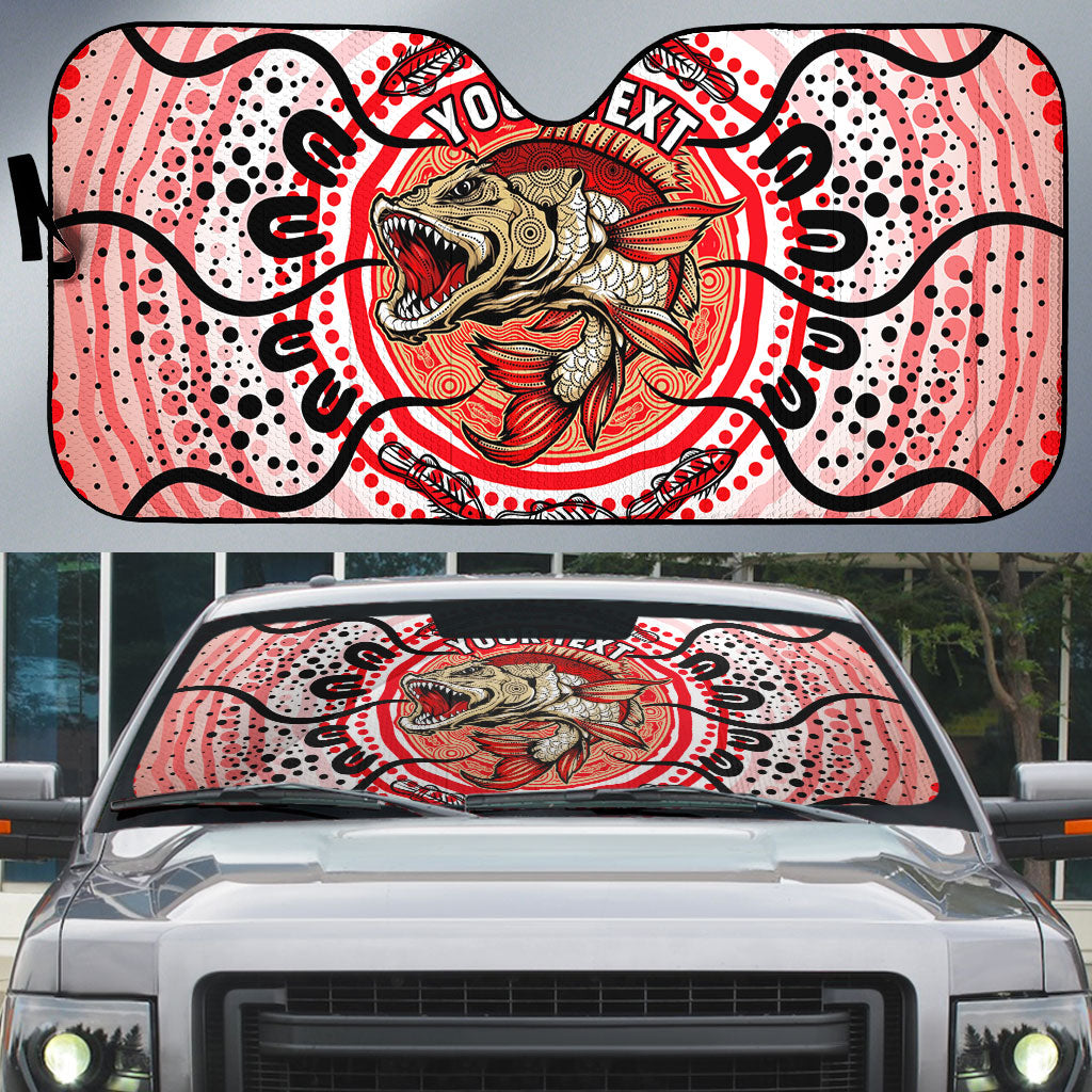 Personalised Aboriginal Barramundi Fish Auto Sun Shade Indigenous Dot Art - Dreamtime Spirit Animal