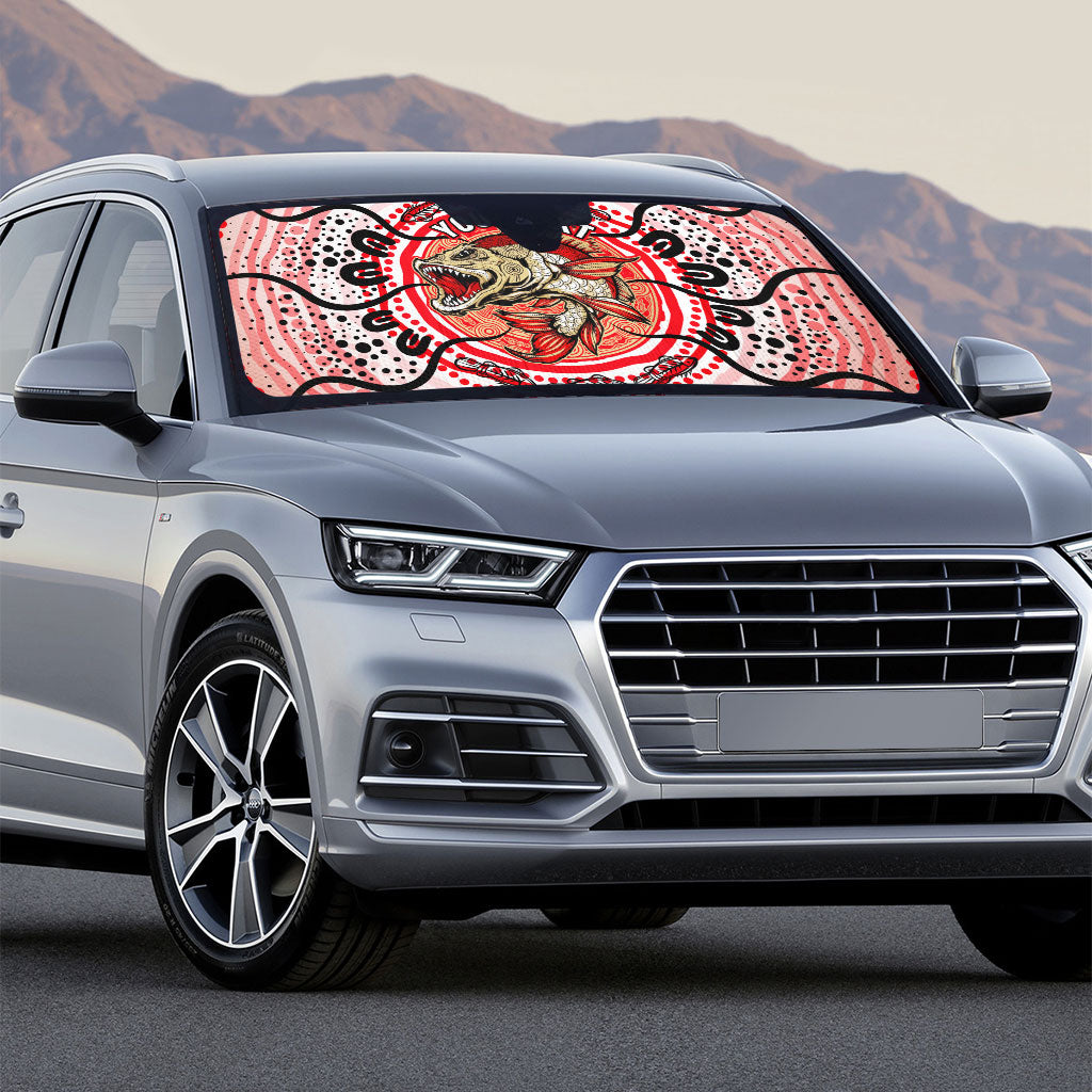 Personalised Aboriginal Barramundi Fish Auto Sun Shade Indigenous Dot Art - Dreamtime Spirit Animal