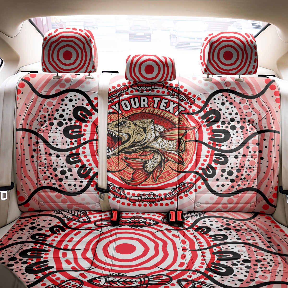 Personalised Aboriginal Barramundi Fish Back Car Seat Cover Indigenous Dot Art - Dreamtime Spirit Animal