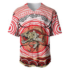 Personalised Aboriginal Barramundi Fish Baseball Jersey Indigenous Dot Art - Dreamtime Spirit Animal