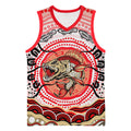 Personalised Aboriginal Barramundi Fish Basketball Jersey Indigenous Dot Art - Dreamtime Spirit Animal