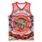 Personalised Aboriginal Barramundi Fish Basketball Jersey Indigenous Dot Art - Dreamtime Spirit Animal