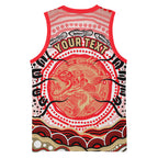 Personalised Aboriginal Barramundi Fish Basketball Jersey Indigenous Dot Art - Dreamtime Spirit Animal