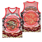 Personalised Aboriginal Barramundi Fish Basketball Jersey Indigenous Dot Art - Dreamtime Spirit Animal