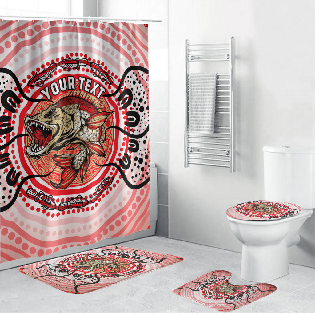 Personalised Aboriginal Barramundi Fish Bathroom Set Indigenous Dot Art - Dreamtime Spirit Animal