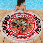 Personalised Aboriginal Barramundi Fish Beach Blanket Indigenous Dot Art - Dreamtime Spirit Animal