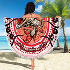 Personalised Aboriginal Barramundi Fish Beach Blanket Indigenous Dot Art - Dreamtime Spirit Animal