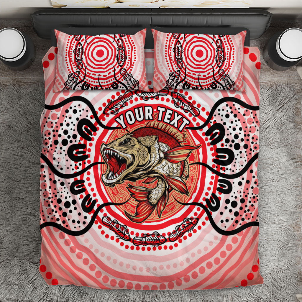 Personalised Aboriginal Barramundi Fish Bedding Set Indigenous Dot Art - Dreamtime Spirit Animal