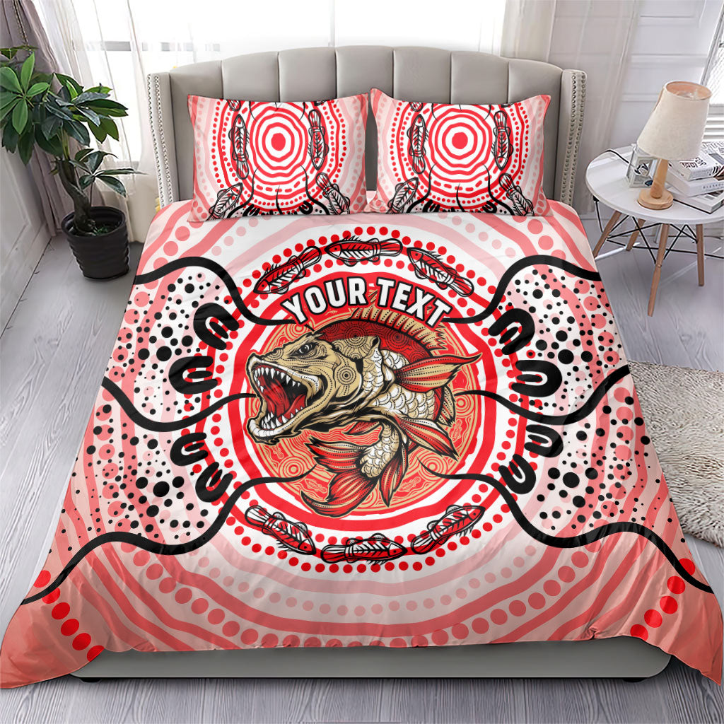 Personalised Aboriginal Barramundi Fish Bedding Set Indigenous Dot Art - Dreamtime Spirit Animal