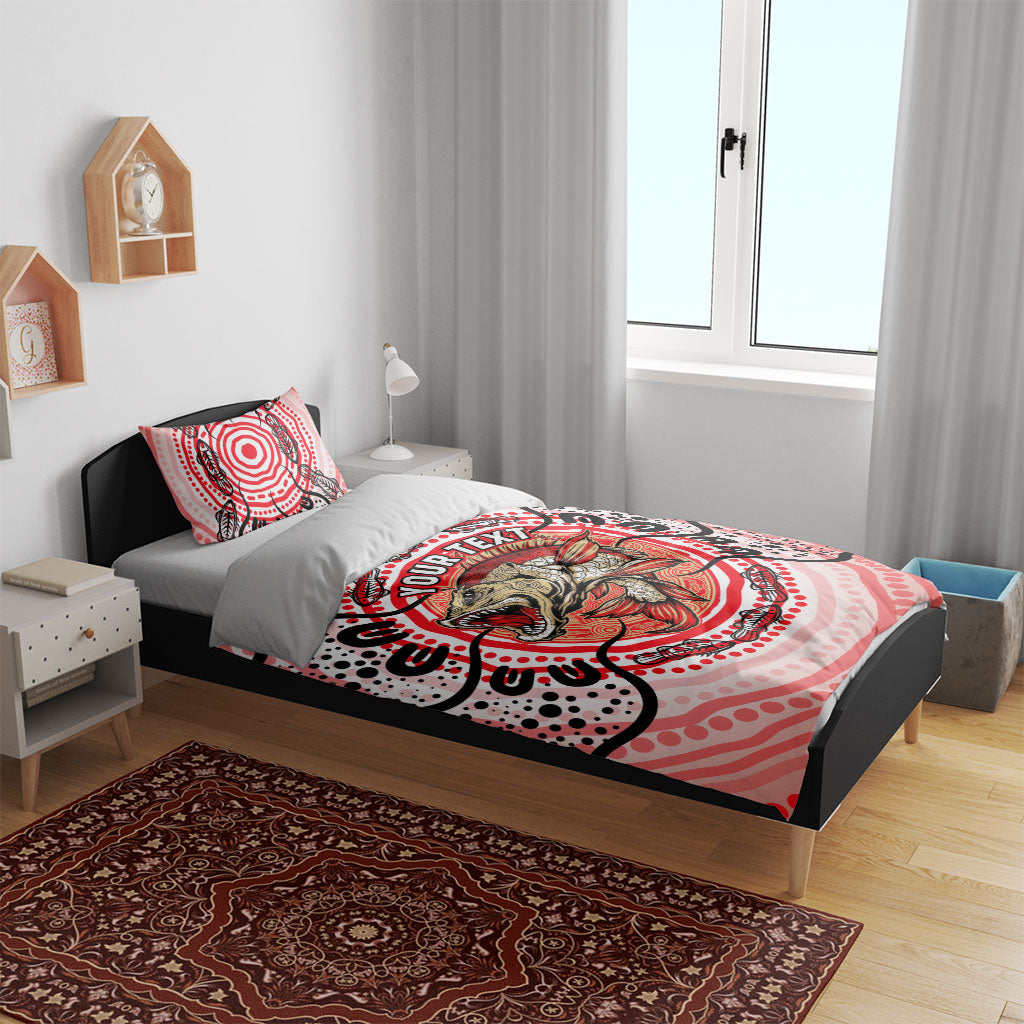 Personalised Aboriginal Barramundi Fish Bedding Set Indigenous Dot Art - Dreamtime Spirit Animal
