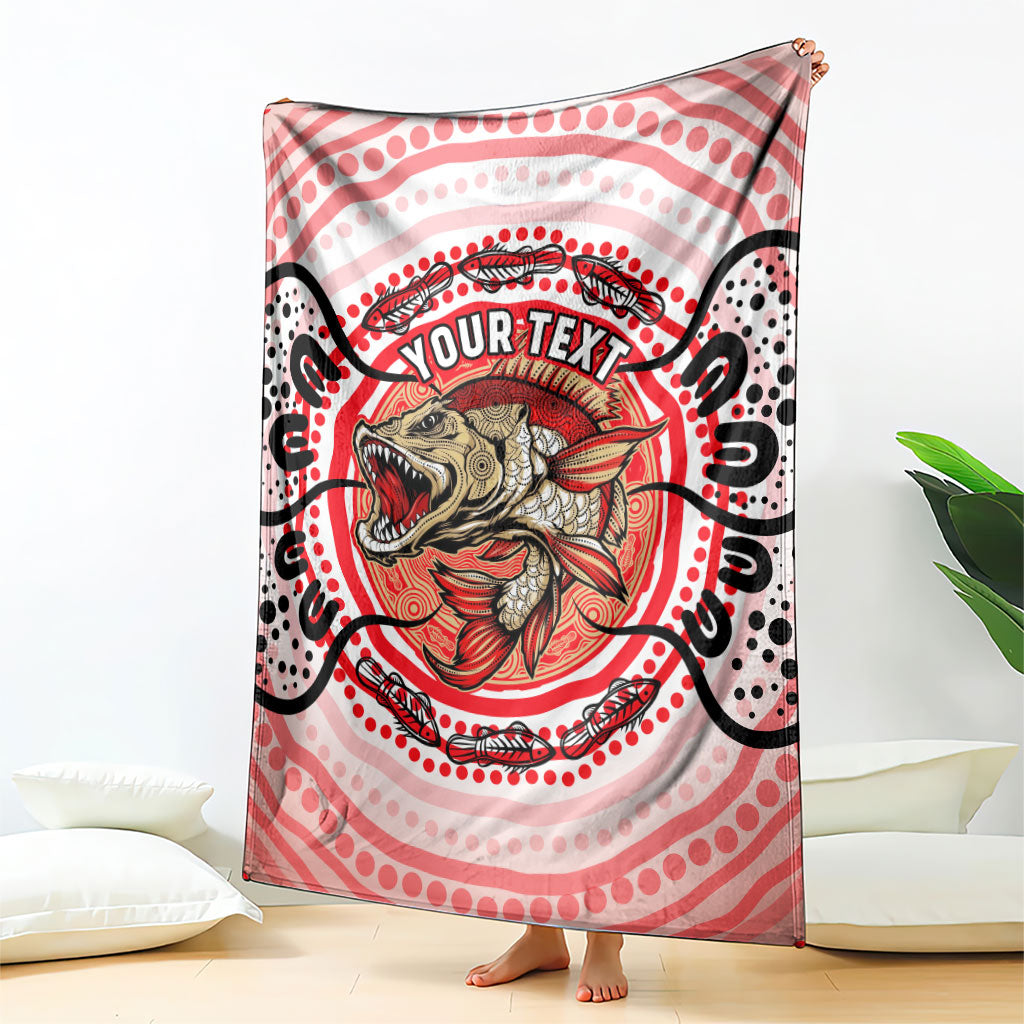 Personalised Aboriginal Barramundi Fish Blanket Indigenous Dot Art - Dreamtime Spirit Animal