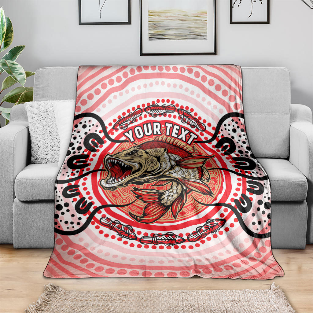 Personalised Aboriginal Barramundi Fish Blanket Indigenous Dot Art - Dreamtime Spirit Animal