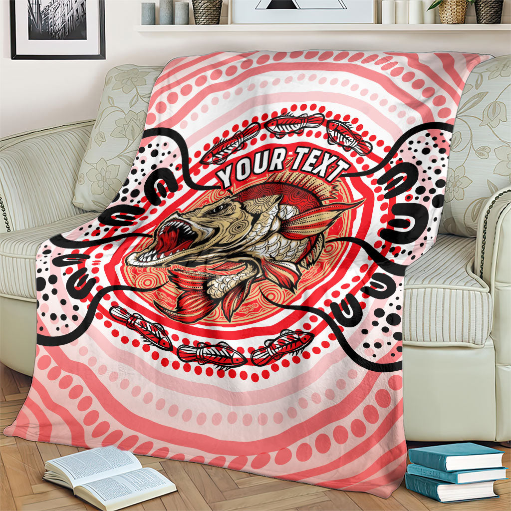 Personalised Aboriginal Barramundi Fish Blanket Indigenous Dot Art - Dreamtime Spirit Animal