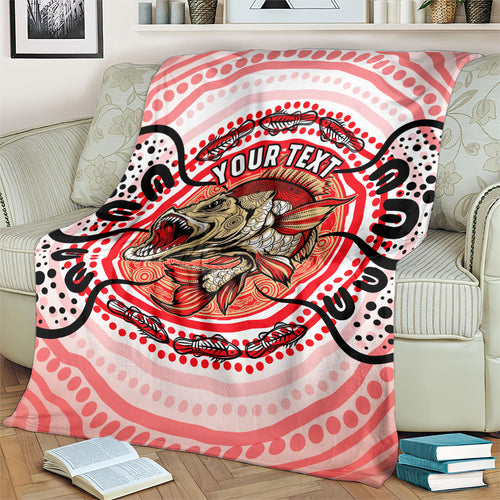 Personalised Aboriginal Barramundi Fish Blanket Indigenous Dot Art - Dreamtime Spirit Animal