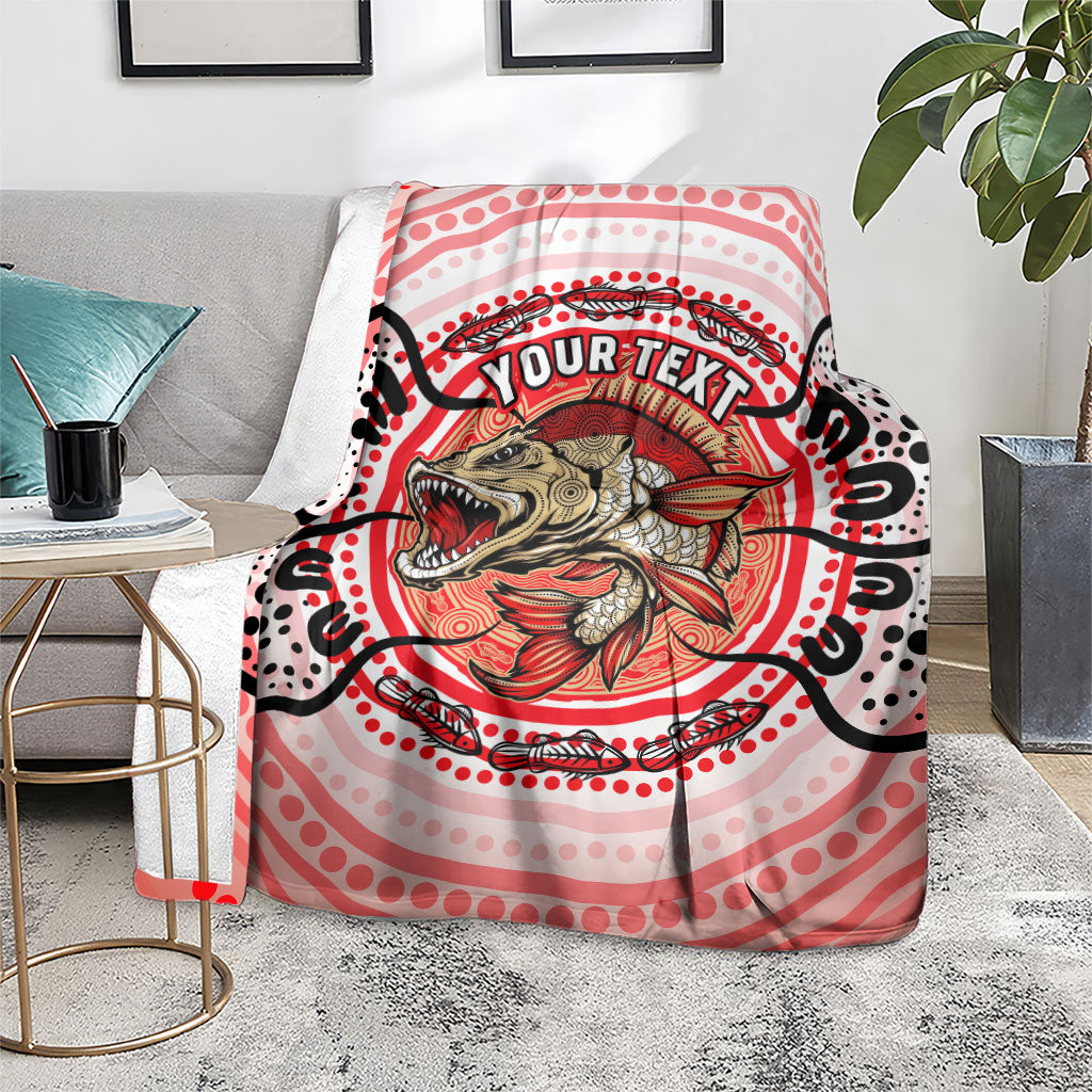 Personalised Aboriginal Barramundi Fish Blanket Indigenous Dot Art - Dreamtime Spirit Animal