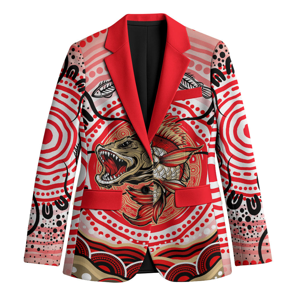 Personalised Aboriginal Barramundi Fish Blazer Indigenous Dot Art - Dreamtime Spirit Animal