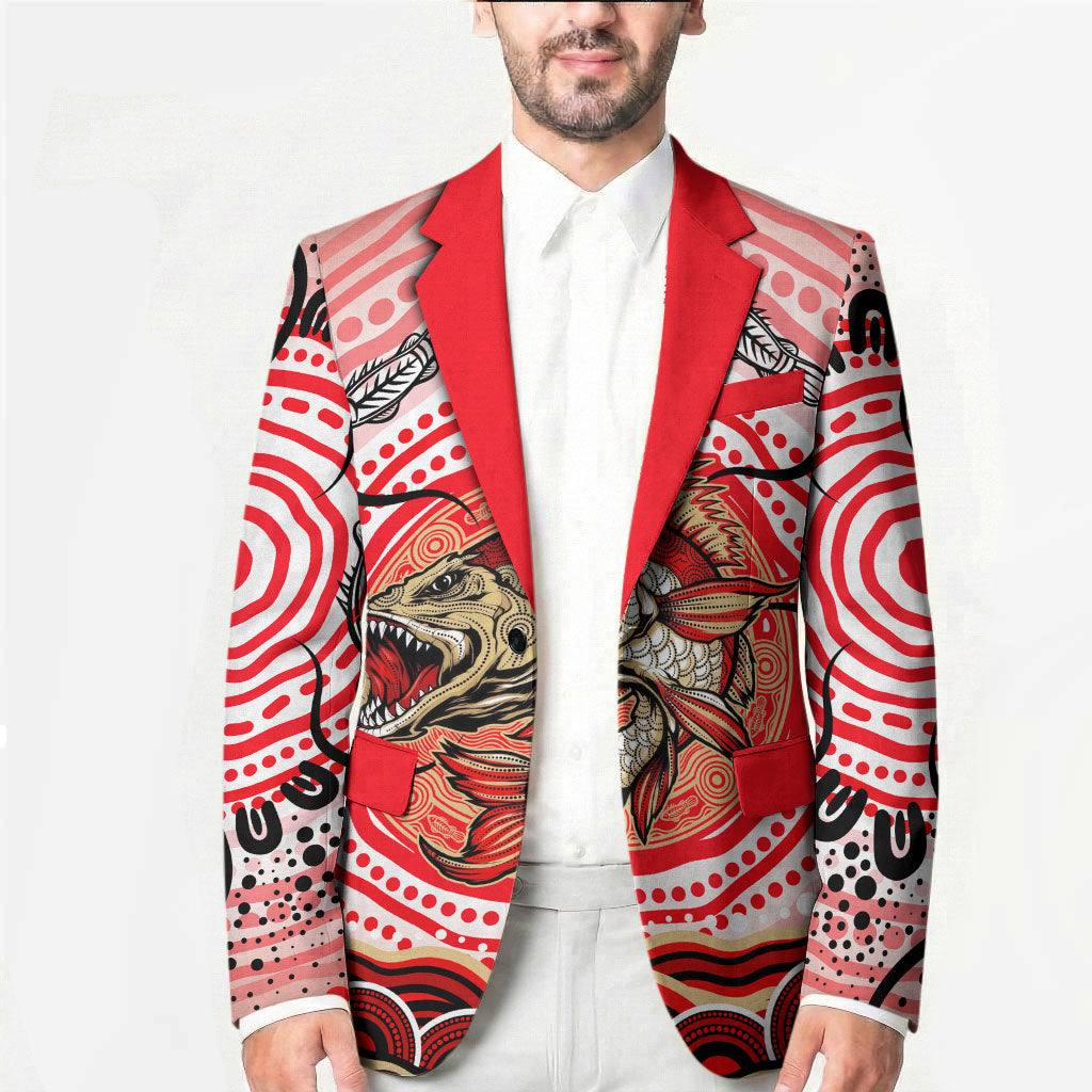 Personalised Aboriginal Barramundi Fish Blazer Indigenous Dot Art - Dreamtime Spirit Animal