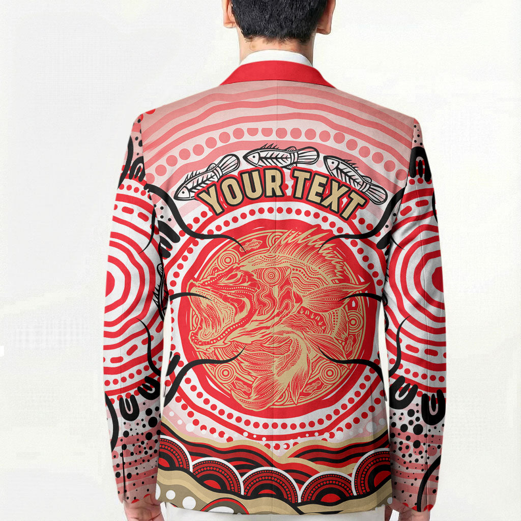 Personalised Aboriginal Barramundi Fish Blazer Indigenous Dot Art - Dreamtime Spirit Animal
