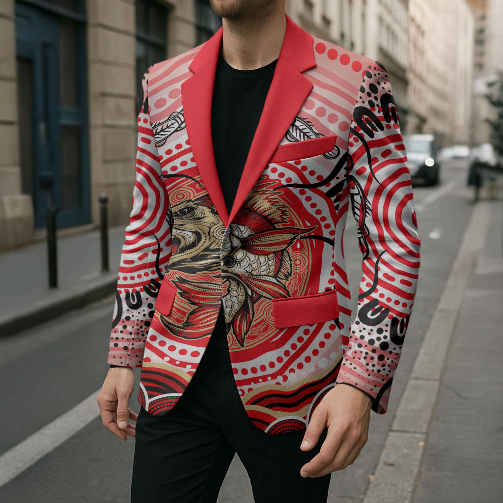 Personalised Aboriginal Barramundi Fish Blazer Indigenous Dot Art - Dreamtime Spirit Animal
