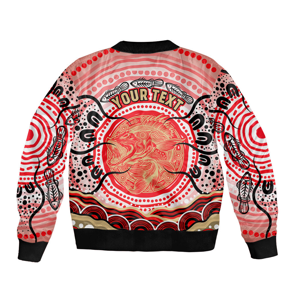 Personalised Aboriginal Barramundi Fish Bomber Jacket Indigenous Dot Art - Dreamtime Spirit Animal