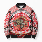 Personalised Aboriginal Barramundi Fish Bomber Puffer Jacket Indigenous Dot Art - Dreamtime Spirit Animal