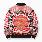 Personalised Aboriginal Barramundi Fish Bomber Puffer Jacket Indigenous Dot Art - Dreamtime Spirit Animal