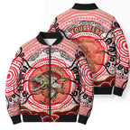 Personalised Aboriginal Barramundi Fish Bomber Puffer Jacket Indigenous Dot Art - Dreamtime Spirit Animal