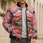 Personalised Aboriginal Barramundi Fish Bomber Puffer Jacket Indigenous Dot Art - Dreamtime Spirit Animal