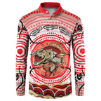 Personalised Aboriginal Barramundi Fish Button Sweatshirt Indigenous Dot Art - Dreamtime Spirit Animal