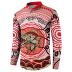 Personalised Aboriginal Barramundi Fish Button Sweatshirt Indigenous Dot Art - Dreamtime Spirit Animal