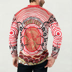 Personalised Aboriginal Barramundi Fish Button Sweatshirt Indigenous Dot Art - Dreamtime Spirit Animal