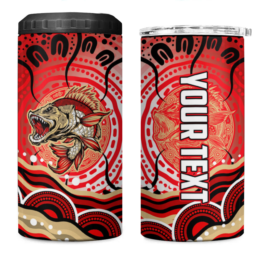 Personalised Aboriginal Barramundi Fish 4 in 1 Can Cooler Tumbler Indigenous Dot Art - Dreamtime Spirit Animal