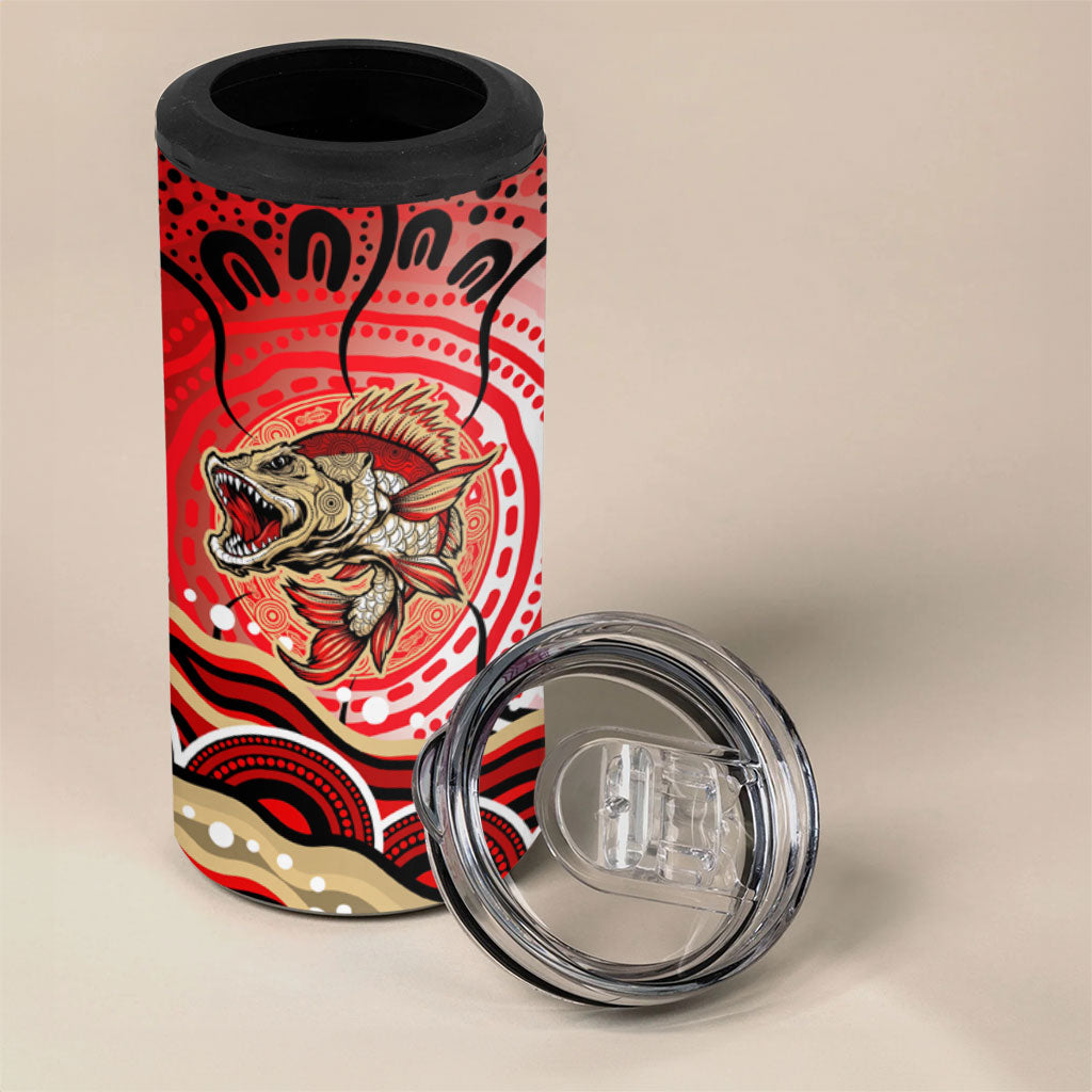 Personalised Aboriginal Barramundi Fish 4 in 1 Can Cooler Tumbler Indigenous Dot Art - Dreamtime Spirit Animal
