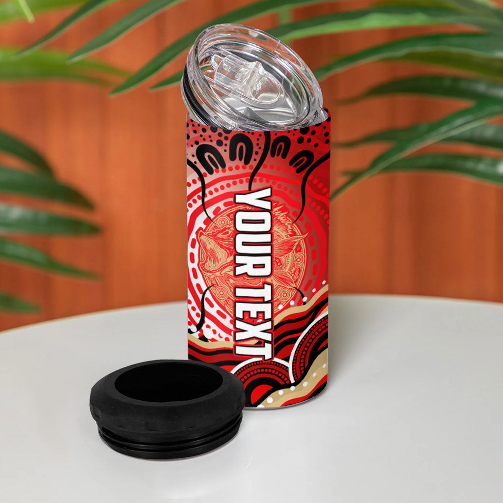 Personalised Aboriginal Barramundi Fish 4 in 1 Can Cooler Tumbler Indigenous Dot Art - Dreamtime Spirit Animal