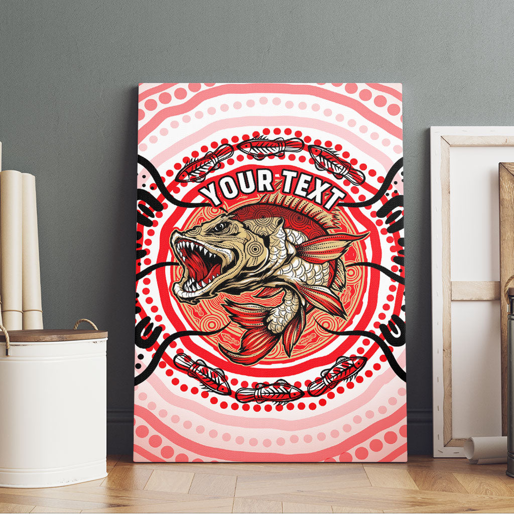 Personalised Aboriginal Barramundi Fish Canvas Wall Art Indigenous Dot Art - Dreamtime Spirit Animal