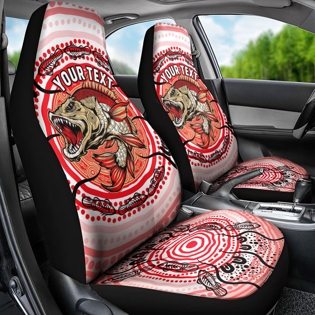 Personalised Aboriginal Barramundi Fish Car Seat Cover Indigenous Dot Art - Dreamtime Spirit Animal