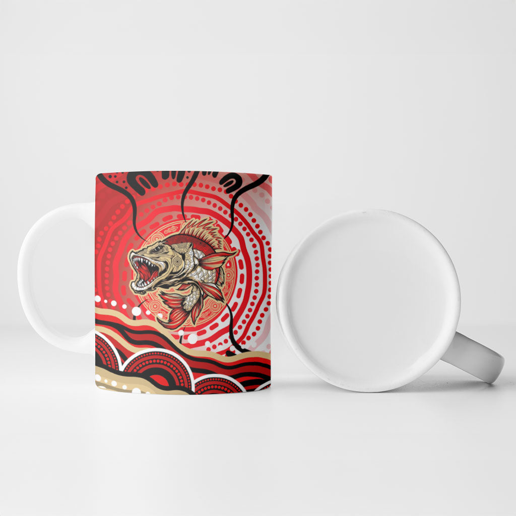 Personalised Aboriginal Barramundi Fish Ceramic Mug Indigenous Dot Art - Dreamtime Spirit Animal